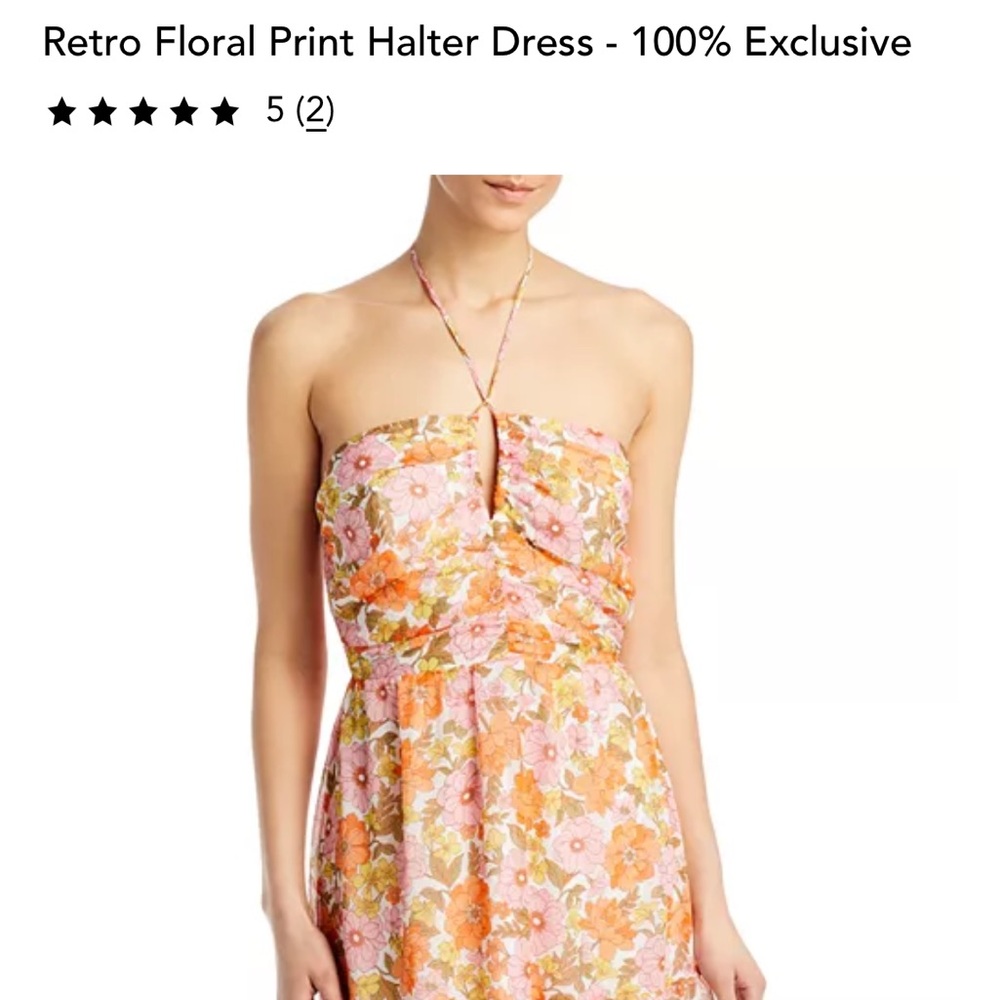 Aqua | Retro Floral Print Halter Dress | XL